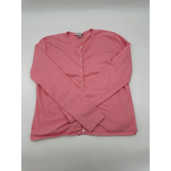 Lilly Pulitzer Cardigan for Women Button Down Sz M Crew Neck Pink - Picture 2 of 7